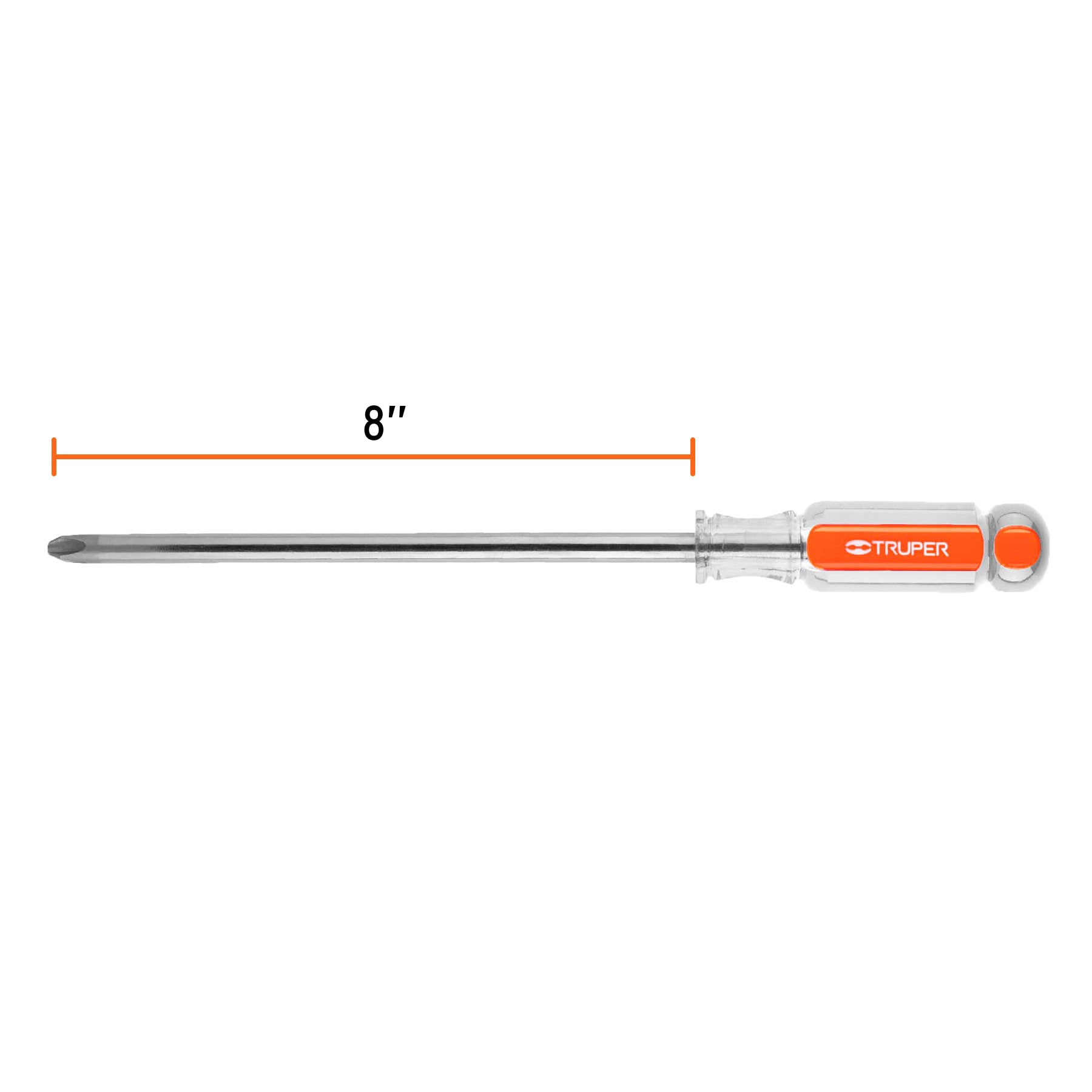 DESARMADOR DE CRUZ 3/16" X 8" MANGO DE ACETATO, TRUPER 14068