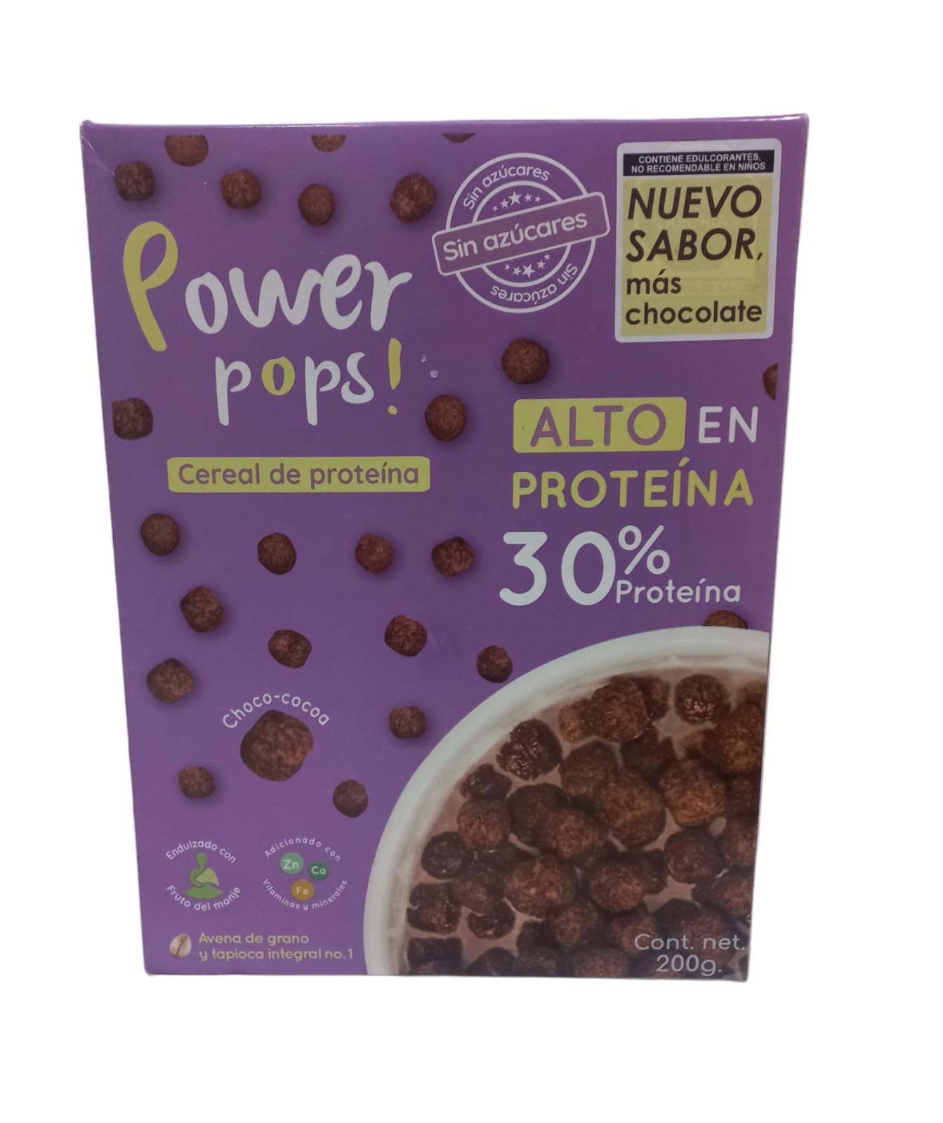 CEREAL PROTEICO POWER POPS, CHOCOLATE 