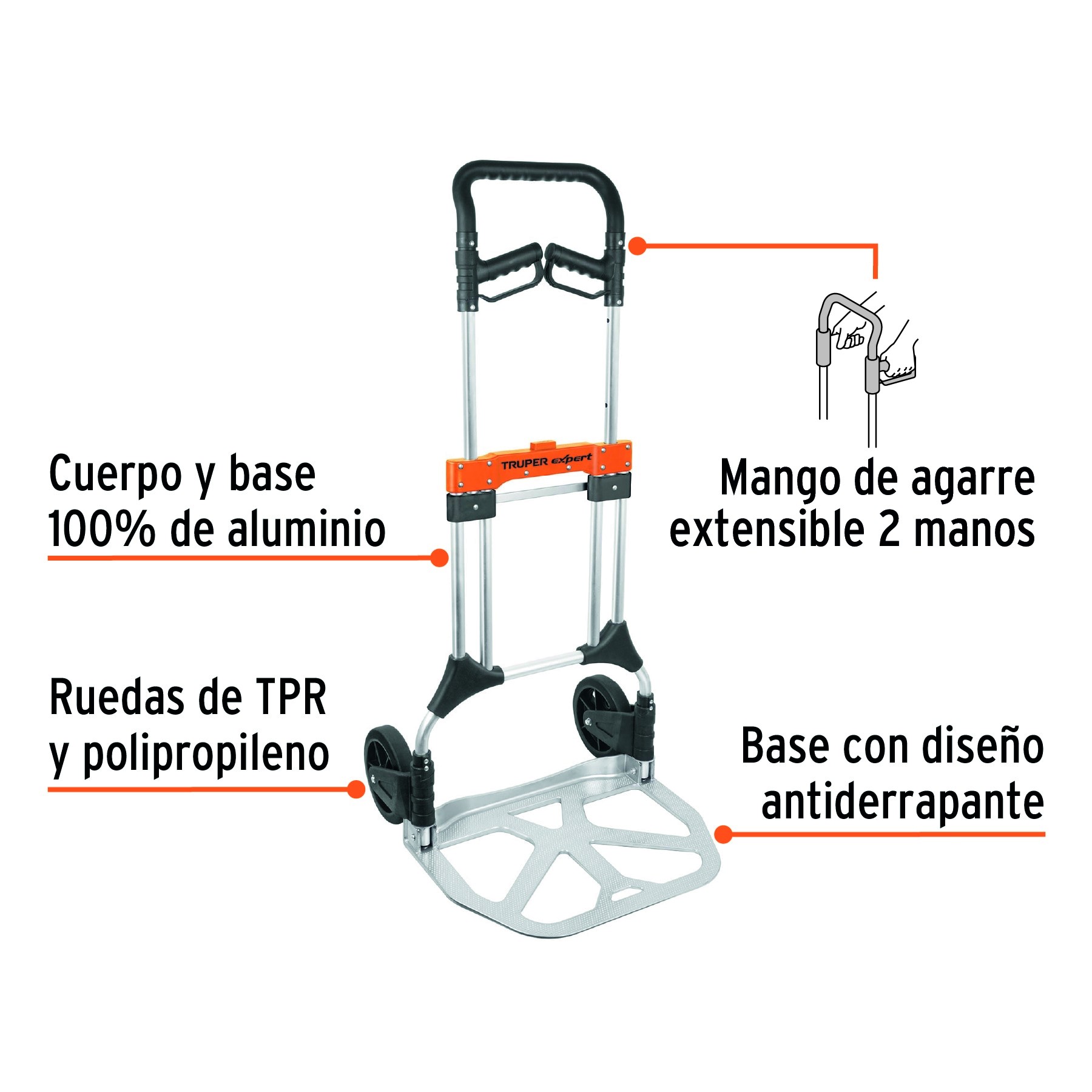 DIABLO DE CARGA, PLEGABLE, 200 KG, ALUMINIO, TRUPER EXPERT 14090