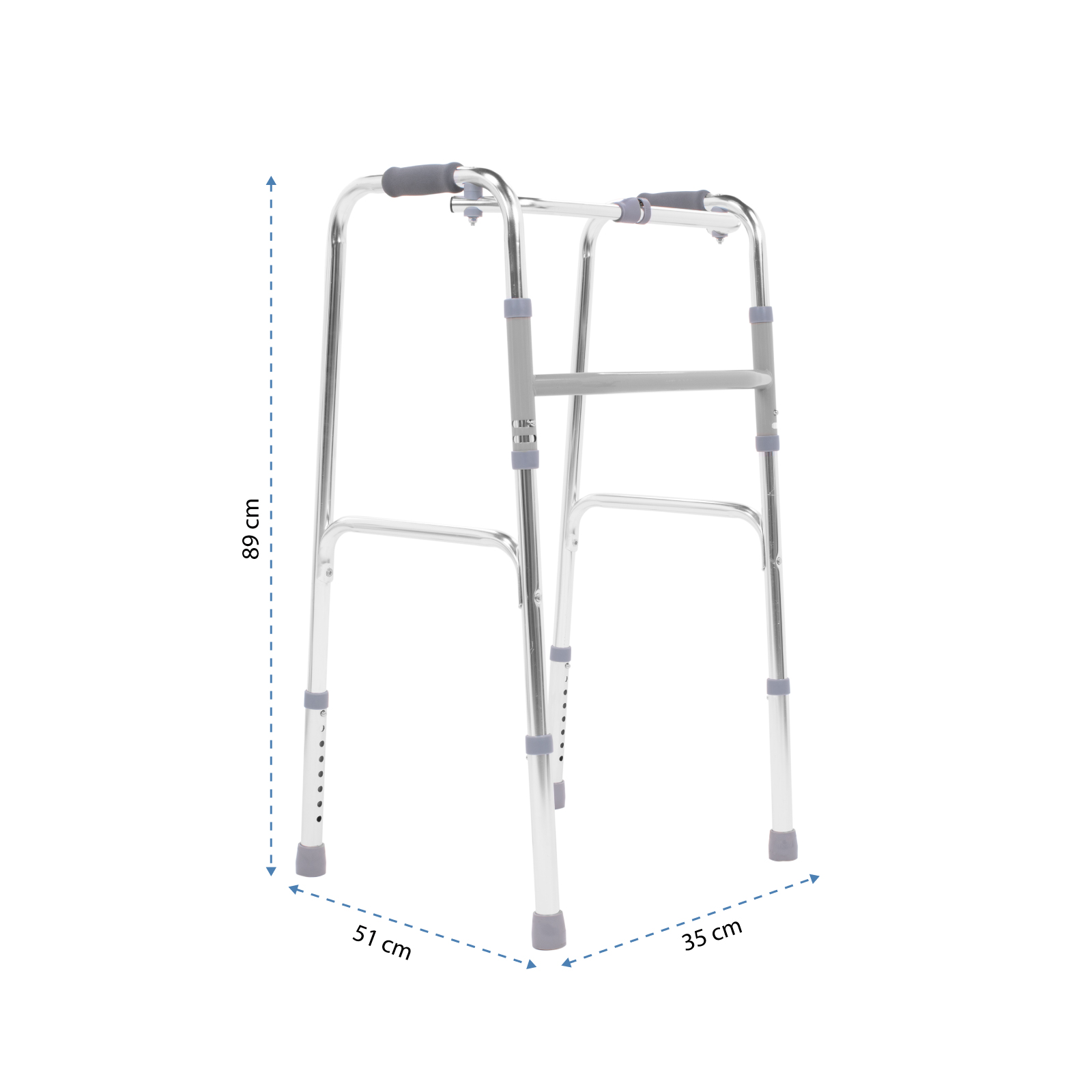 Onof VIRGINIA Andadera Ortopédica para adulto ajustable Plata/Negro Fabricado de aluminio |antiderrapante | Agarraderas acojinadas