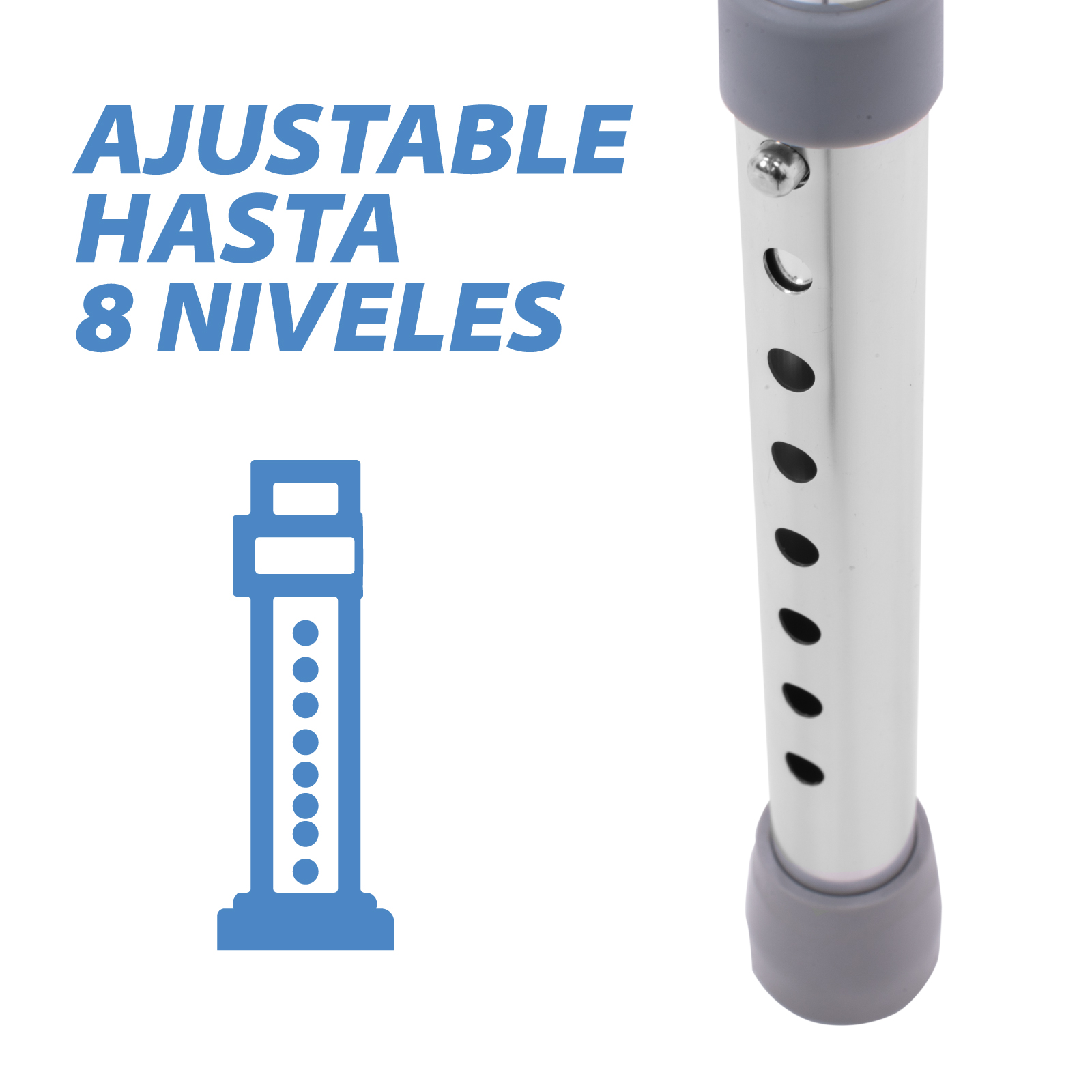 Onof VIRGINIA Andadera Ortopédica para adulto ajustable Plata/Negro Fabricado de aluminio |antiderrapante | Agarraderas acojinadas