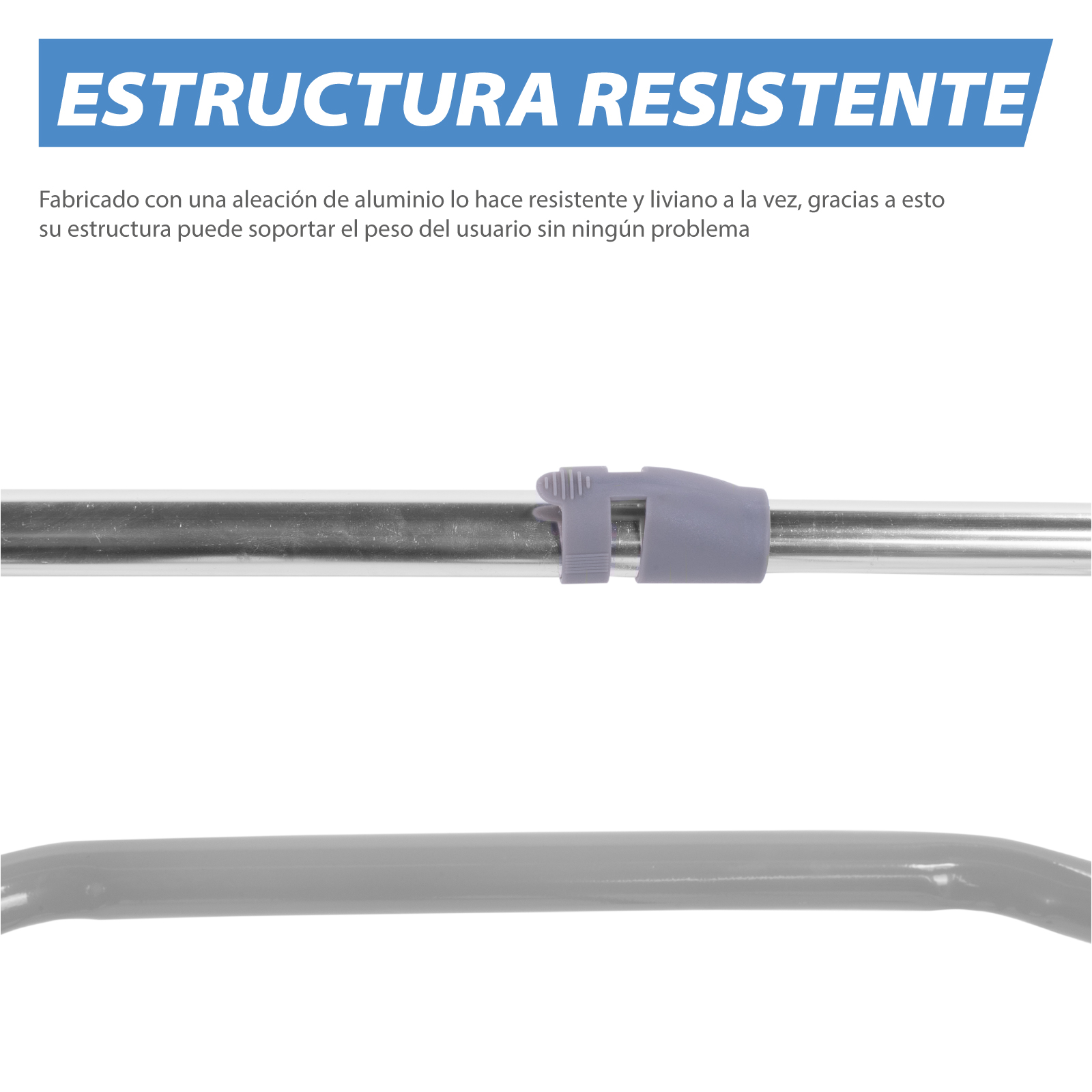 Onof VIRGINIA Andadera Ortopédica para adulto ajustable Plata/Negro Fabricado de aluminio |antiderrapante | Agarraderas acojinadas