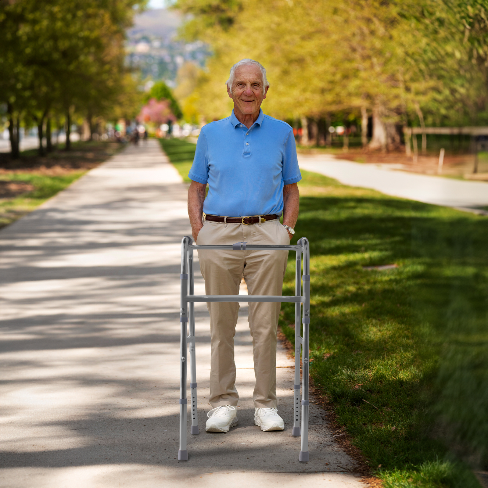 Onof VIRGINIA Andadera Ortopédica para adulto ajustable Plata/Negro Fabricado de aluminio |antiderrapante | Agarraderas acojinadas