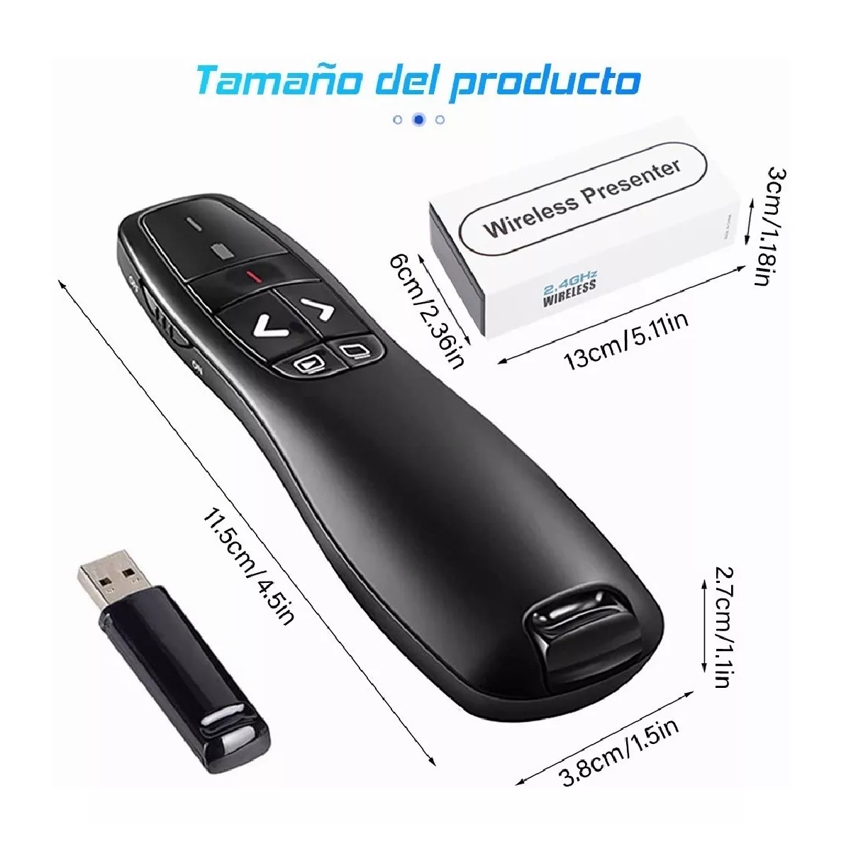 Apuntador Presentador Láser Inalámbrico Remota Con Usb Negro