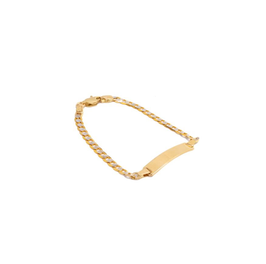 Esclava Barbada Diamantada 14 Kilates. Oro Fino Joyería.