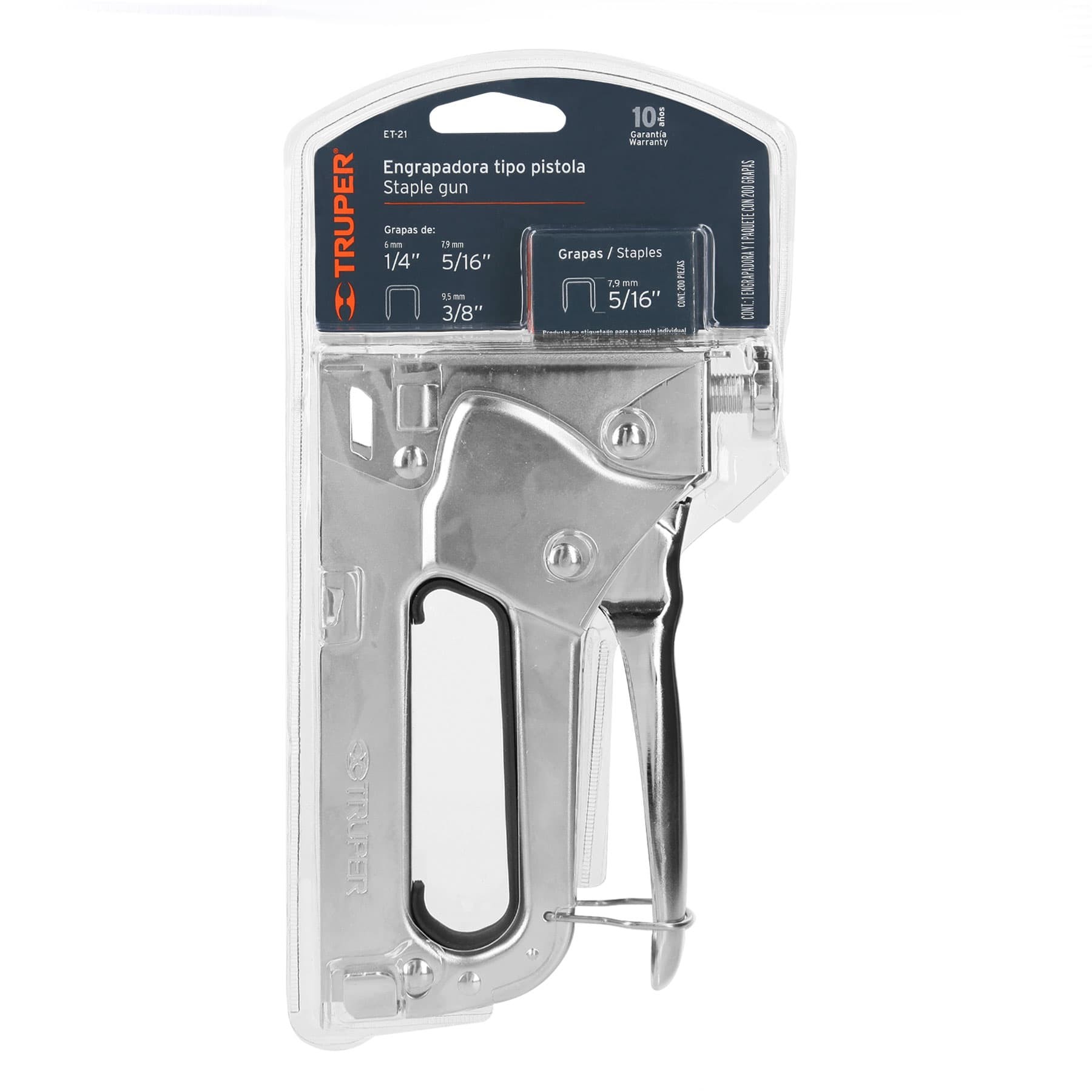 ENGRAPADORA TIPO PISTOLA PARA ¼",5/16", 3/8", CON 200 GRAPAS TRUPER 17963