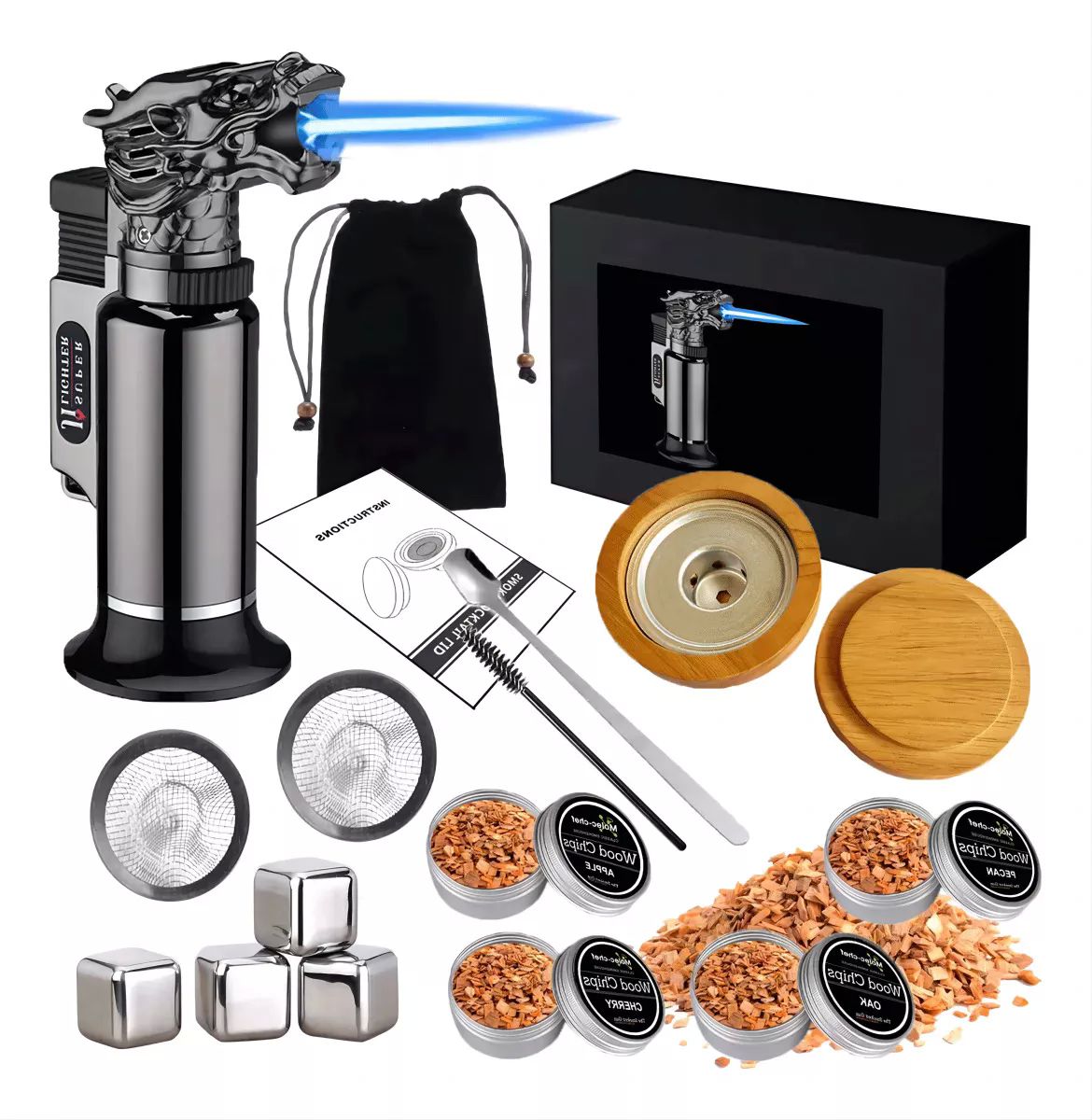 Ahumador De Cócteles Con 4 Astillas De Madera Aromatizadas