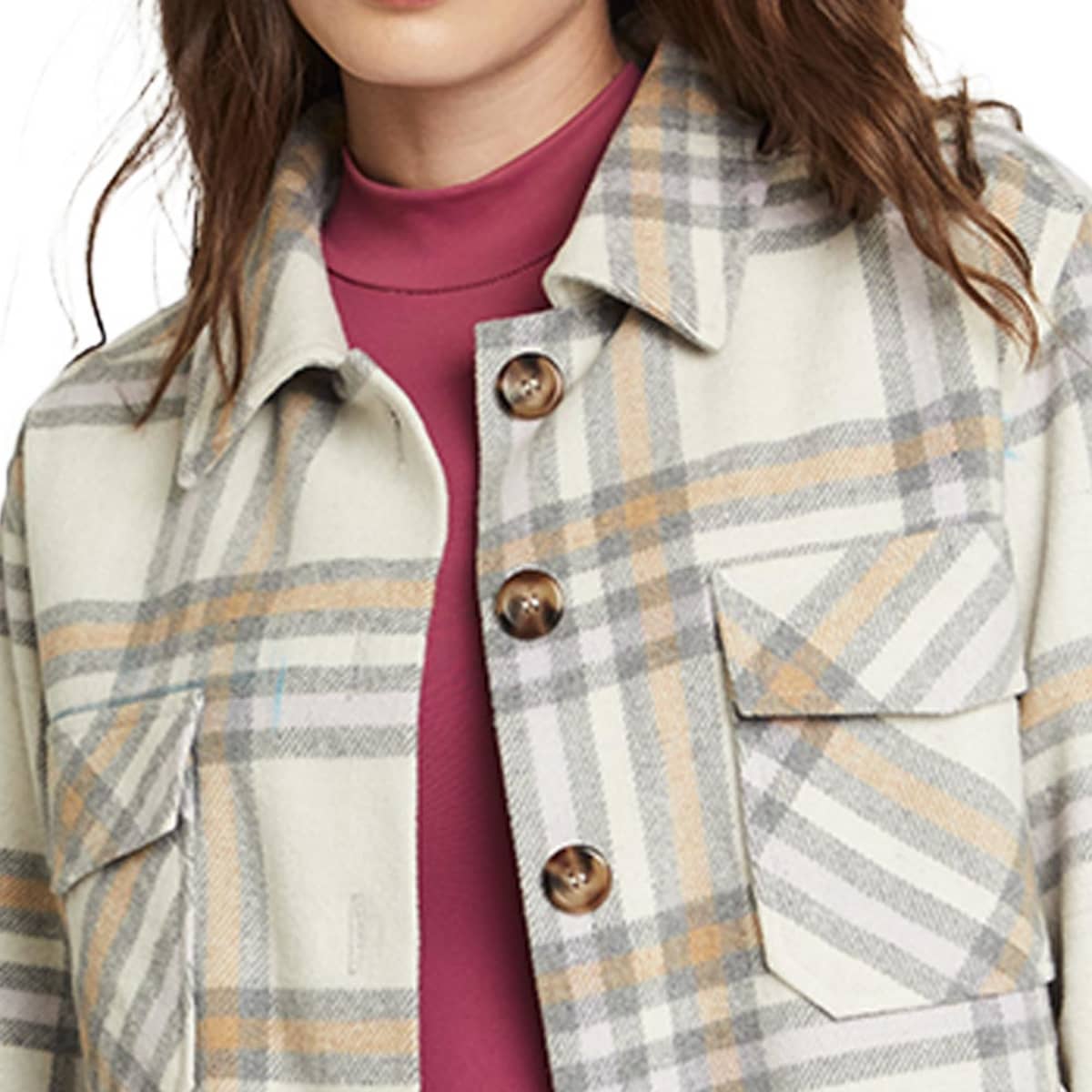 Sobrecamisa color beige a cuadros, marca Holly Land, para mujer, mod. 1097350