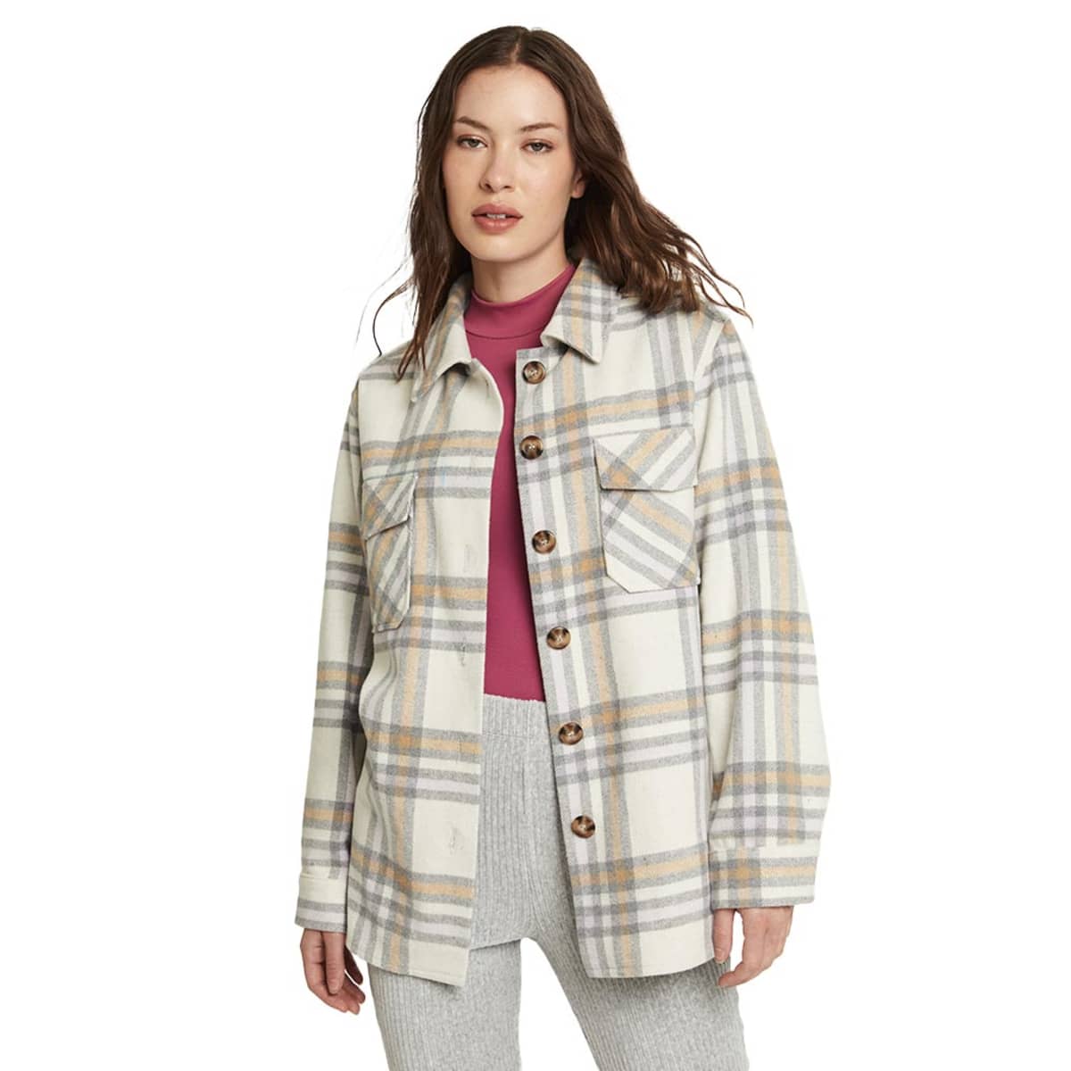 Sobrecamisa color beige a cuadros, marca Holly Land, para mujer, mod. 1097350