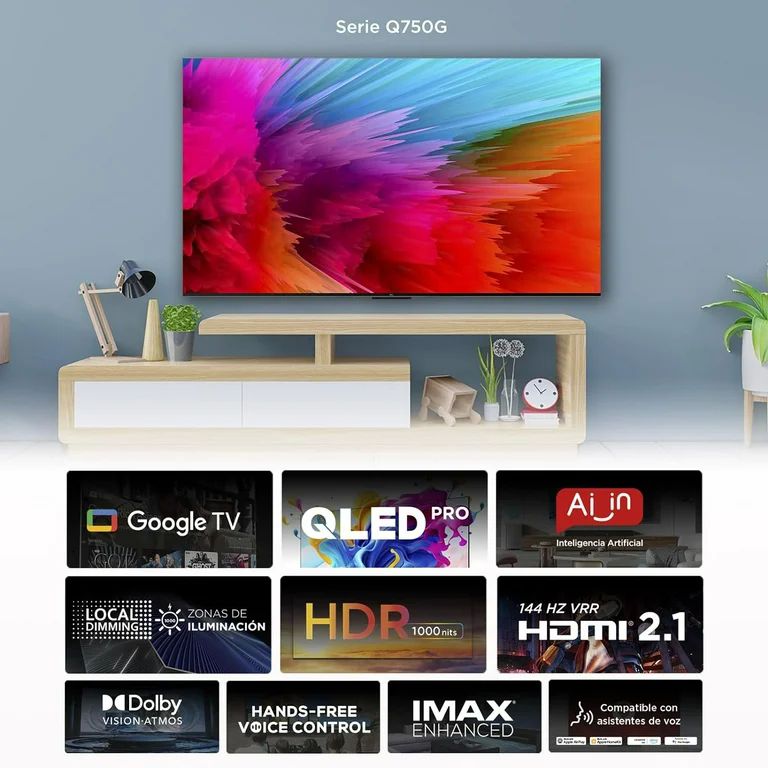 TCL Smart TV LED de 65 Pulgadas Clase Q7 4K con Google TV (65Q750G, Modelo 2023
