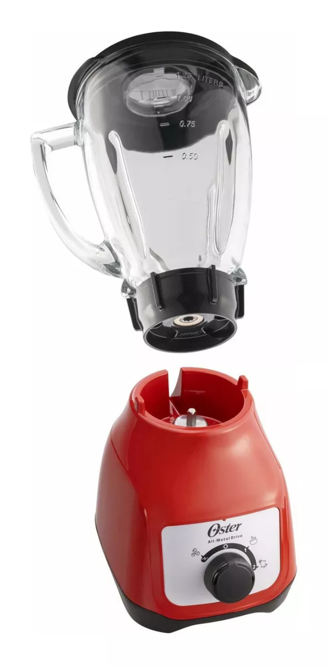 Licuadora Oster BLSTKAG-RRD 1.5 L roja con vaso de vidrio 127V