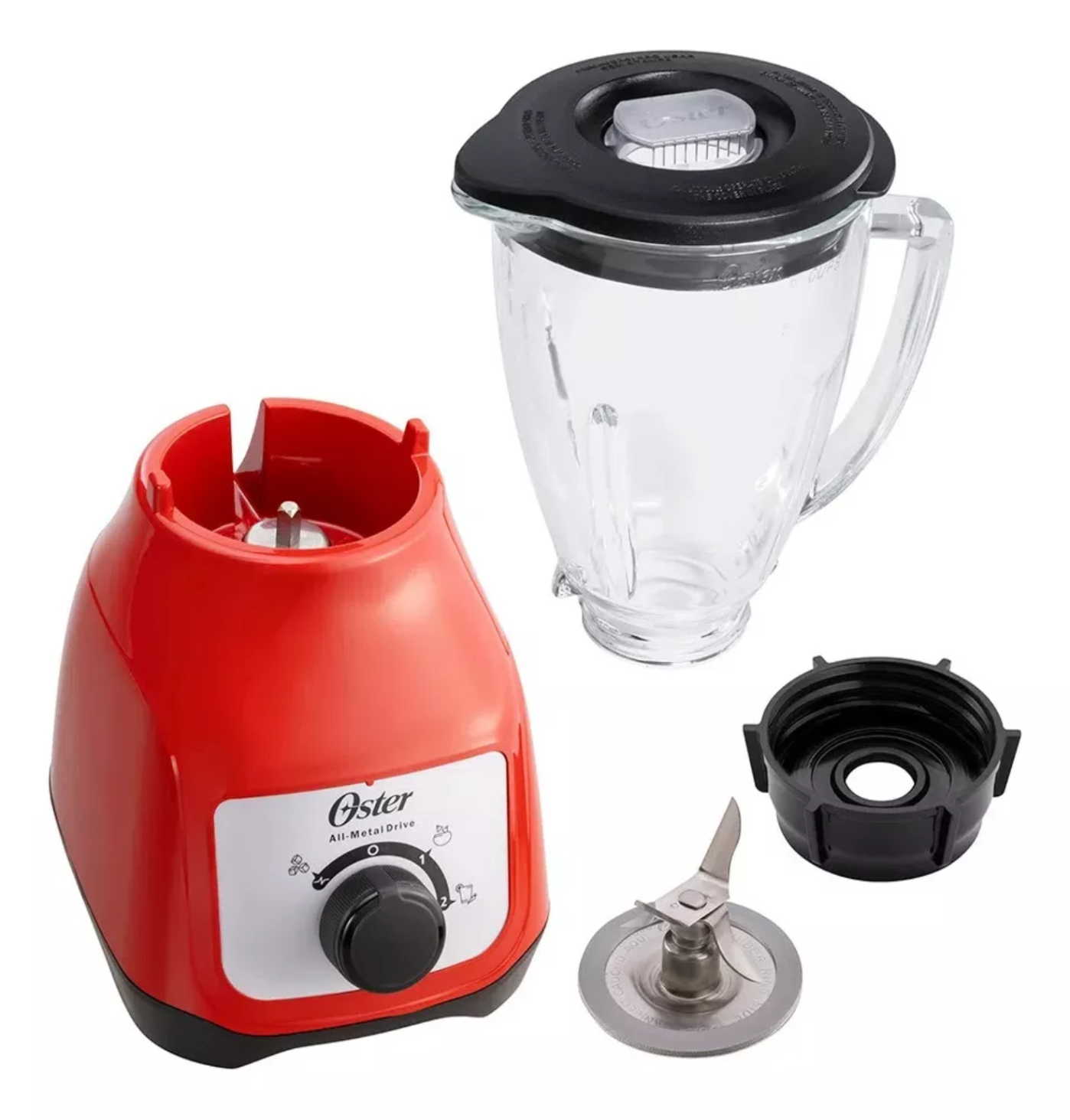 Licuadora Oster BLSTKAG-RRD 1.5 L roja con vaso de vidrio 127V