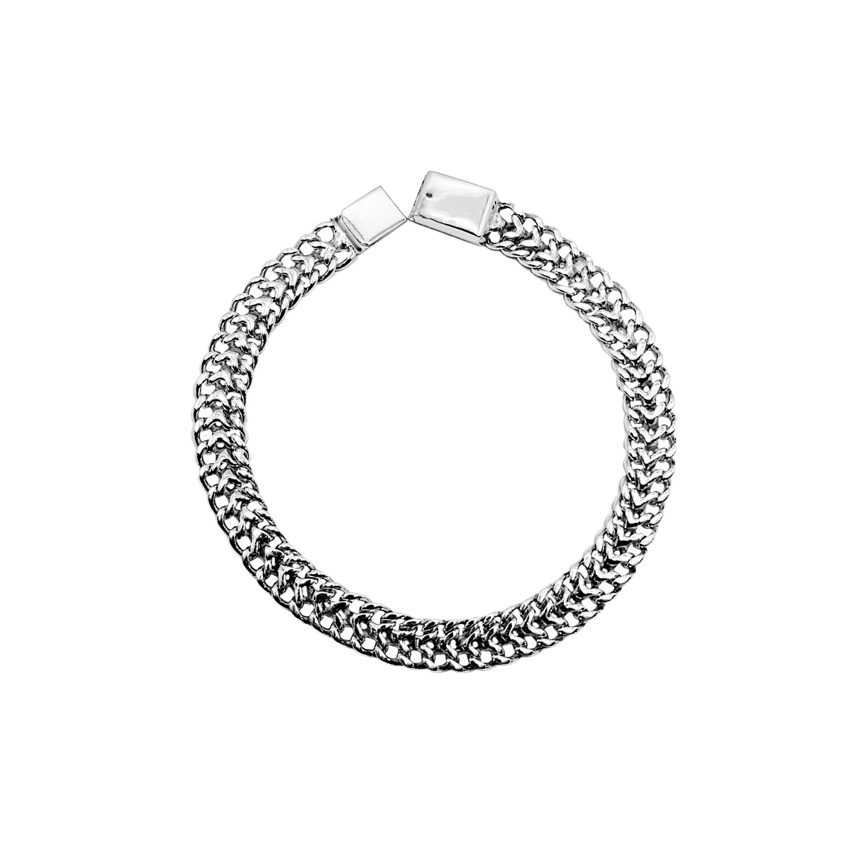 Pulsera cubana de plata .925 con broche de caja