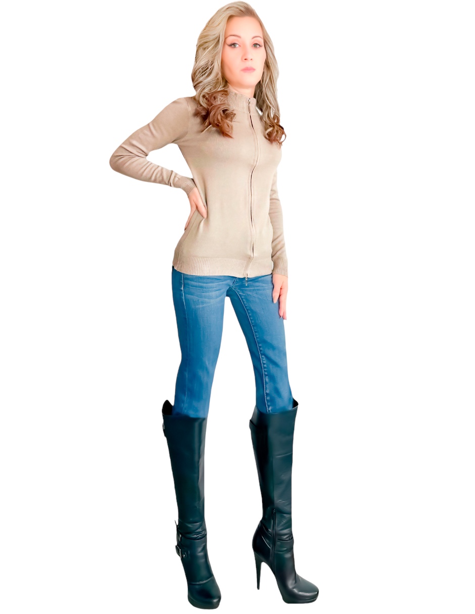 Sueter Mujer De Cuello Alto Y Cierre Sueteres Dama Sweaters