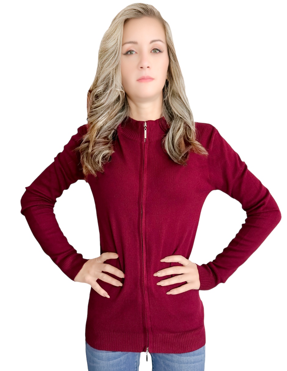 Sueter Mujer De Cuello Alto Y Cierre Sueteres Dama Sweaters