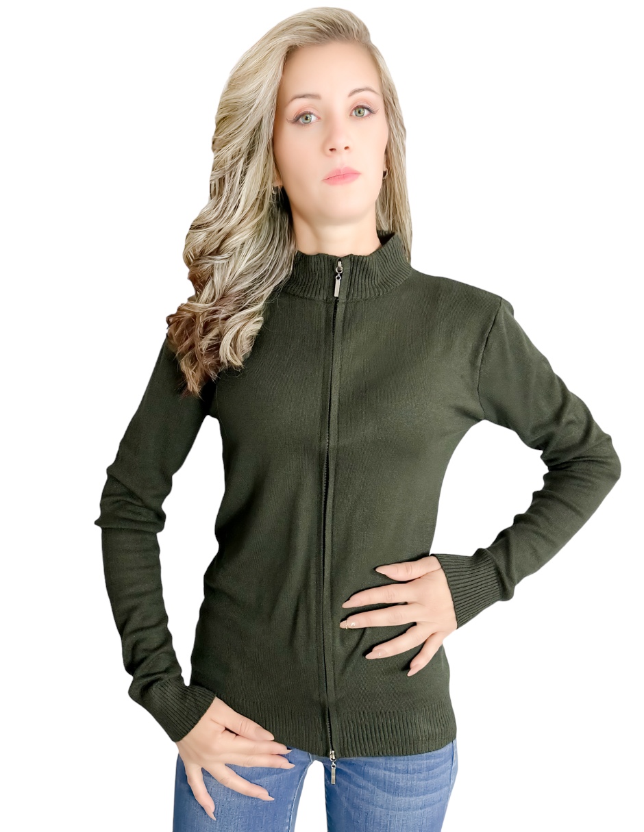Sueter Mujer De Cuello Alto Y Cierre Sueteres Dama Sweaters