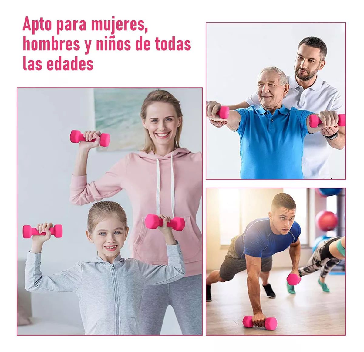 Par Mancuernas De 2 Kilos Rosa Ejercicio Pilates Yoga Gym