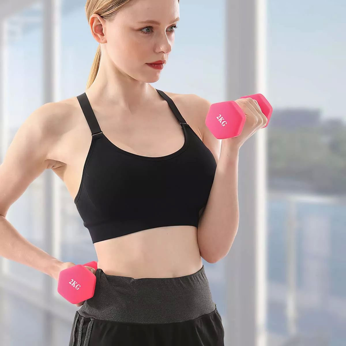 Par Mancuernas De 2 Kilos Rosa Ejercicio Pilates Yoga Gym