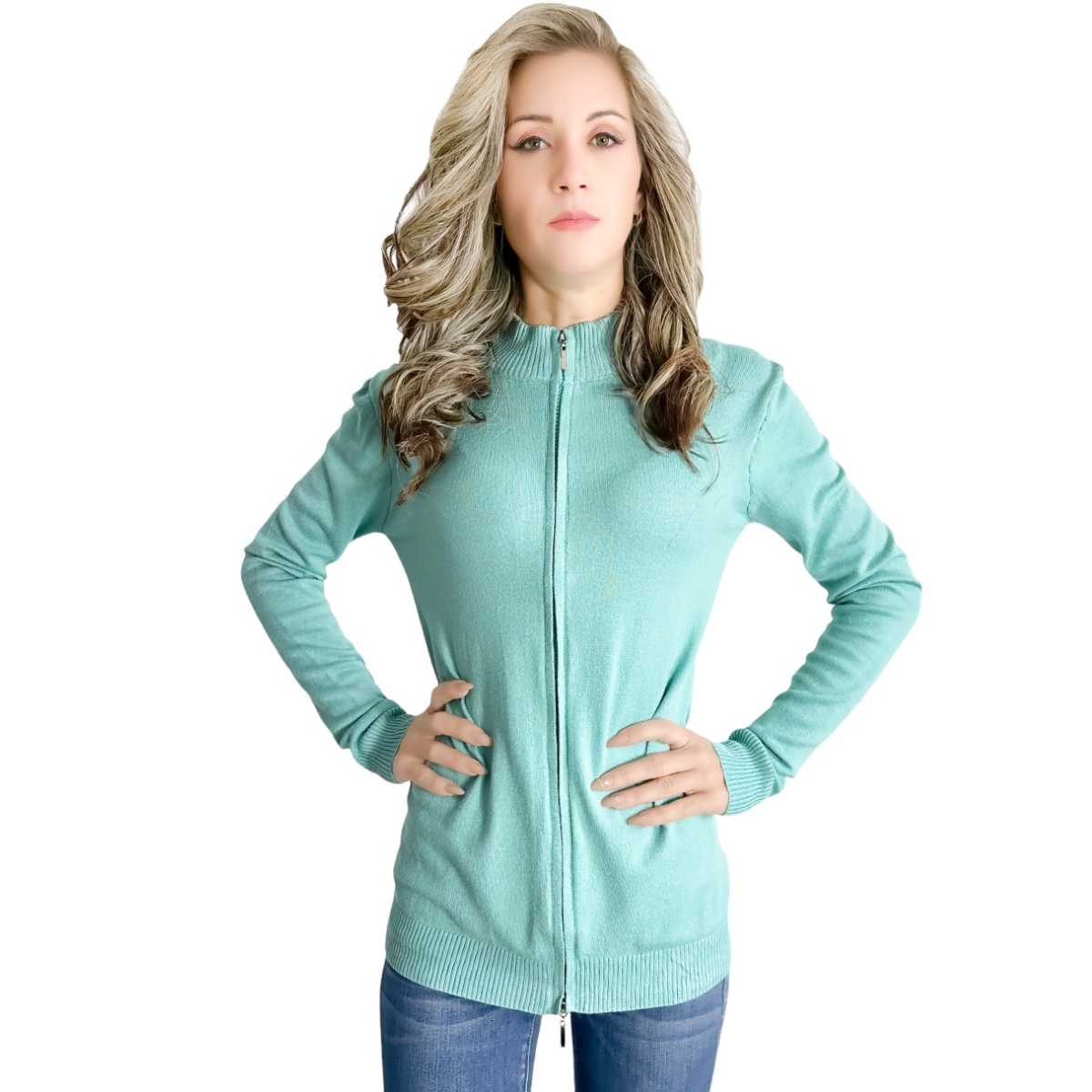 Sueter Mujer De Cuello Alto Y Cierre Sueteres Dama Sweaters De colores
