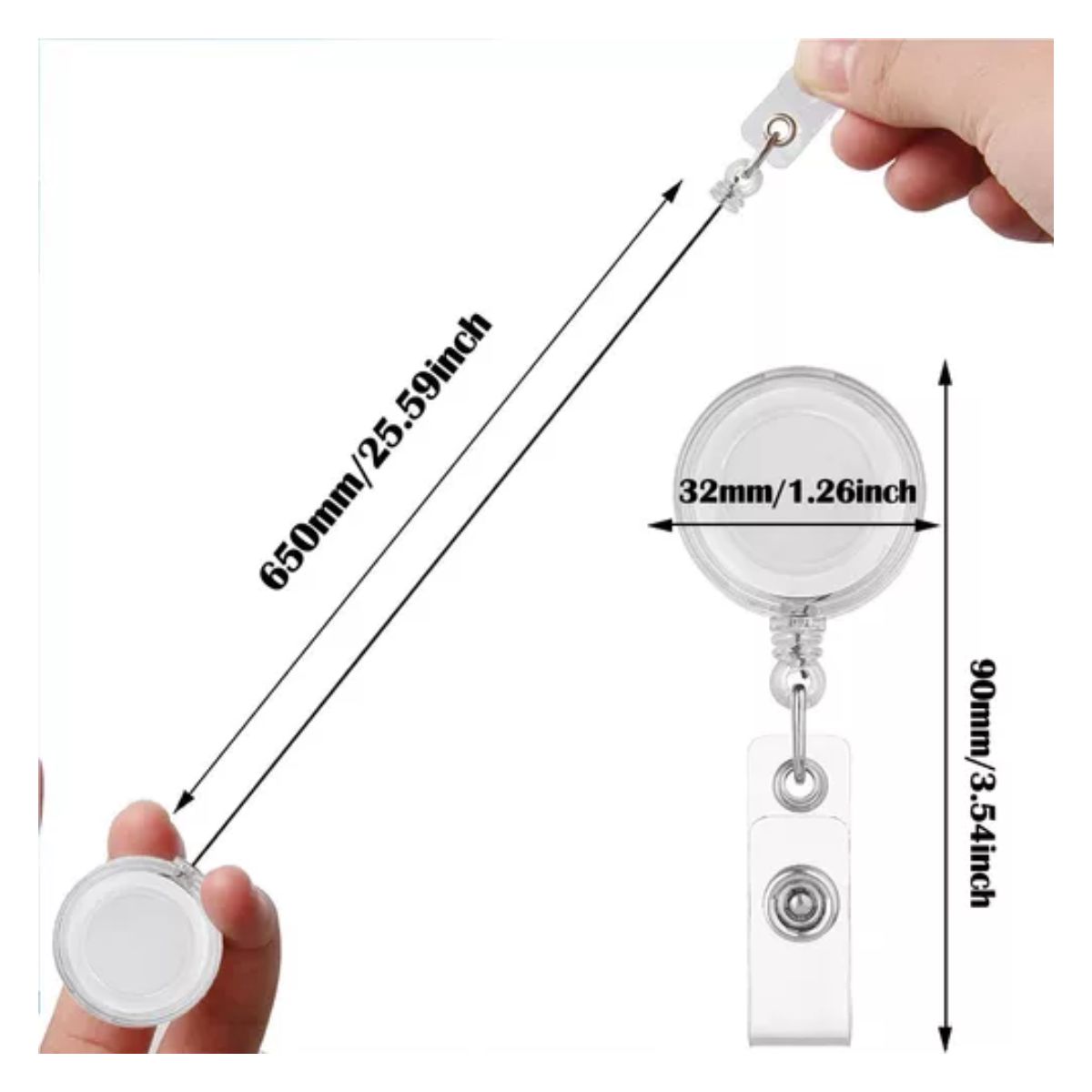 30 Pcs Porta Credenciales Gafetes Indentificacion Retractil blanco transparente