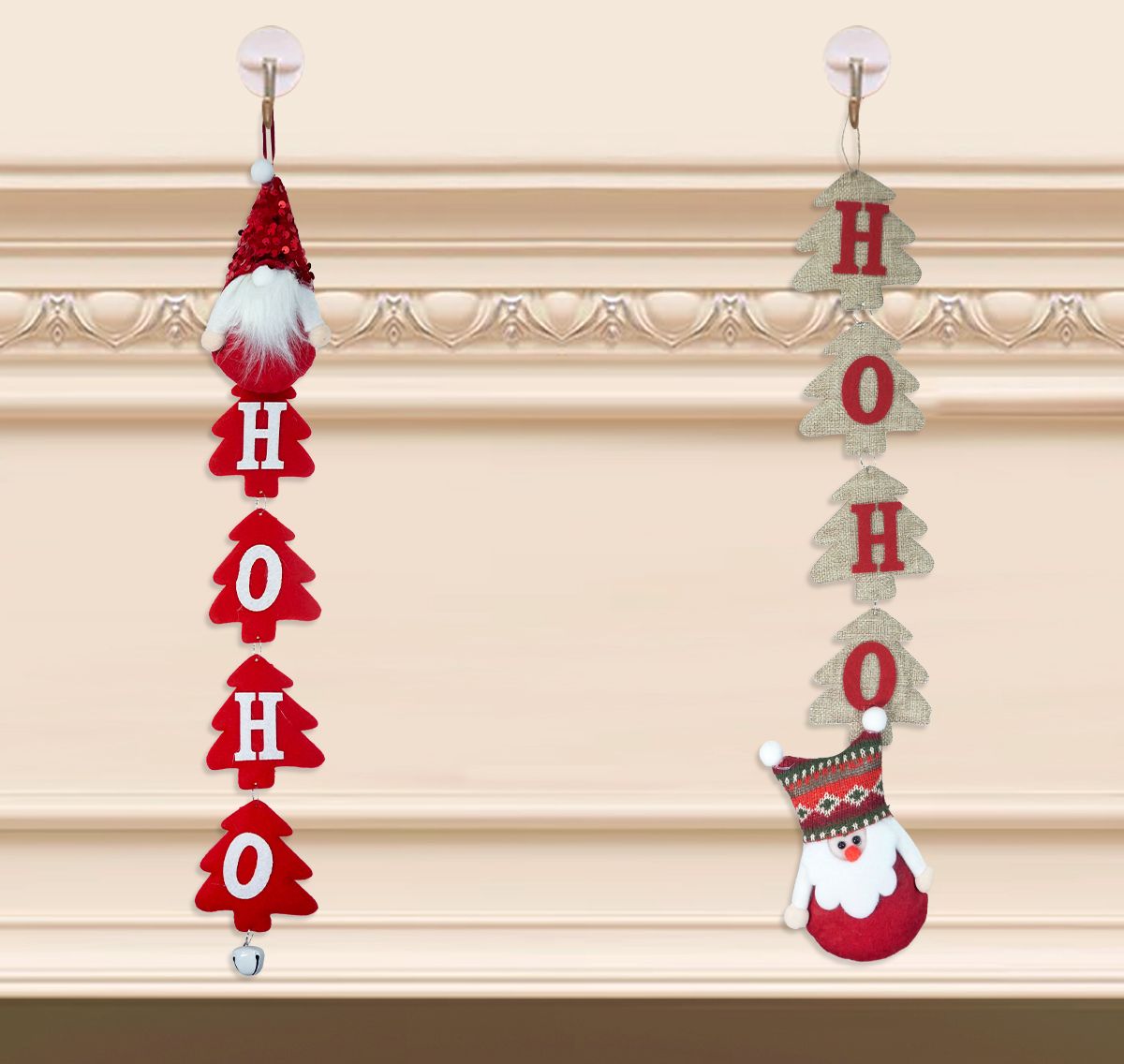 Adornos Navideño Para Puerta O Ventana Colgante Navidad 2 Pz 