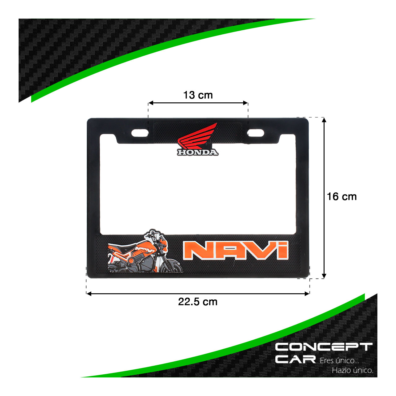 Marco Portaplaca Moto Plastico Impreso Grande Honda Navi