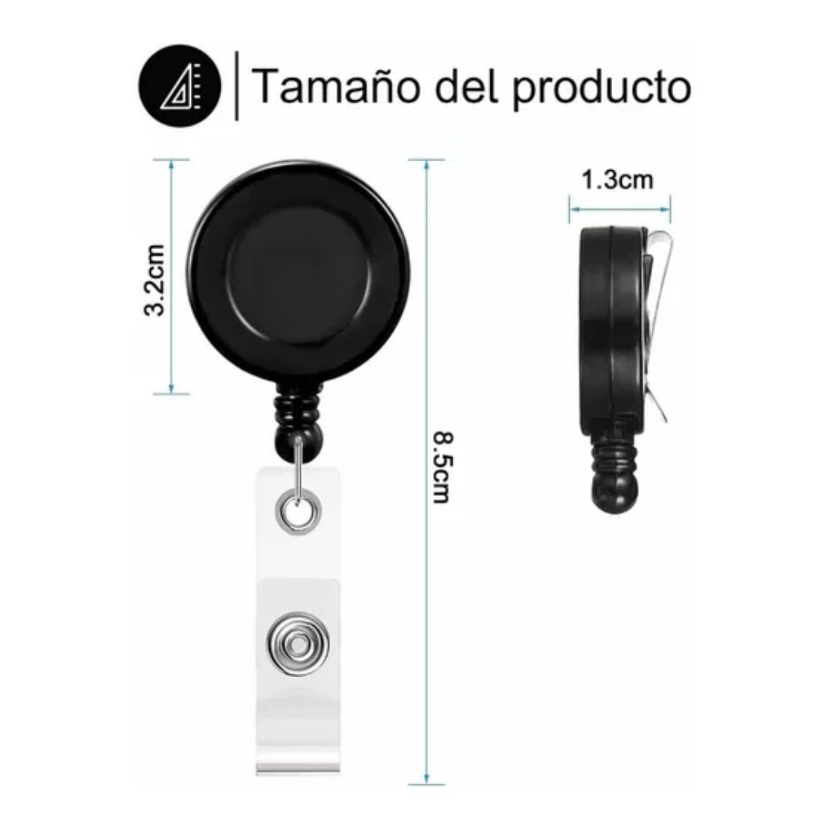 20pcs Yoyo Gafete Porta Credencial Indentificacion Retractil Negro