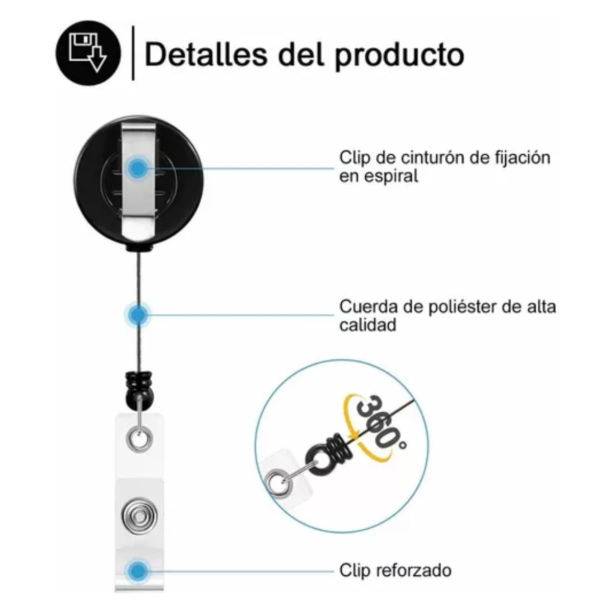 20pcs Yoyo Gafete Porta Credencial Indentificacion Retractil Negro