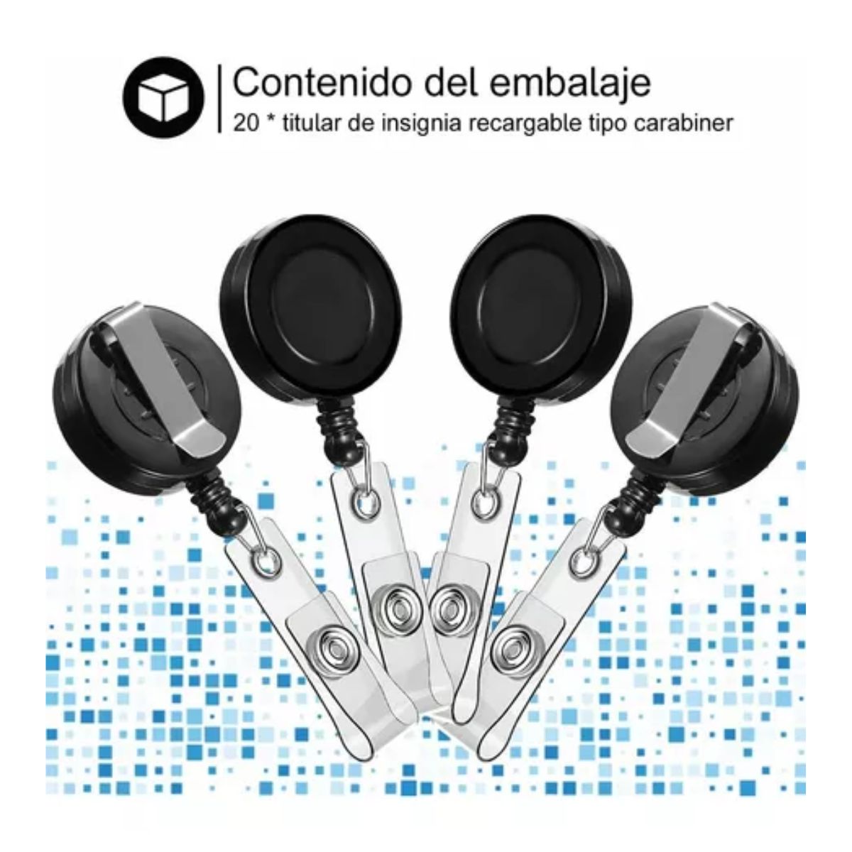 20pcs Yoyo Gafete Porta Credencial Indentificacion Retractil Negro