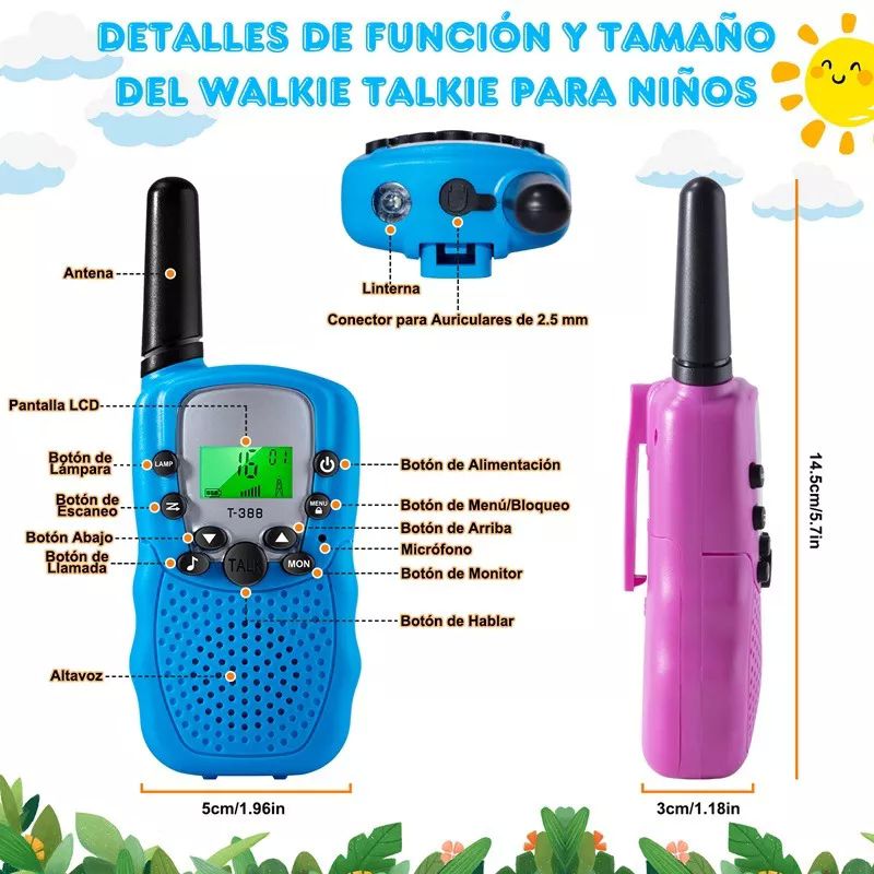 2 Piezas Walkie Talkie Juguetes Para Niños Juguete Radio