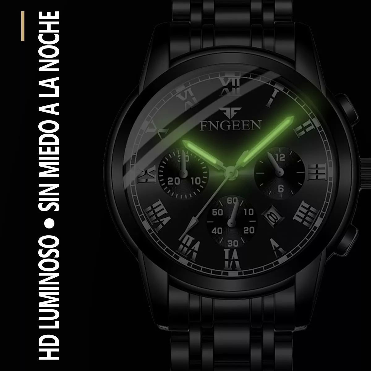 Reloj Nuevo Original Con Fechador Correa Metálica Hombre