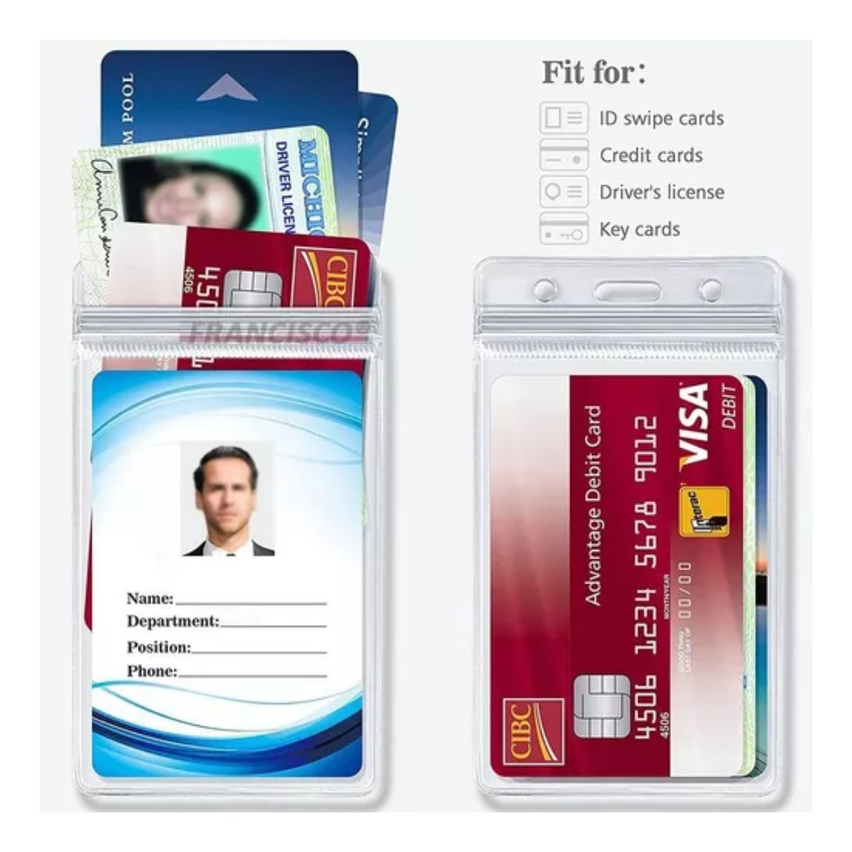 Mica Vertical Porta Credencial Gafete Ine 100pz Tarjetero Transparente