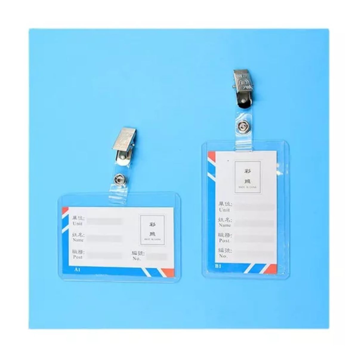 Mica Vertical Porta Credencial Gafete Ine 100 pz Transparente + 100 clip Plata 