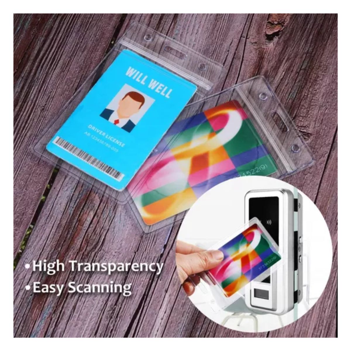 Mica Vertical Porta Credencial Gafete Ine 100 pz Transparente + 100 clip Plata 