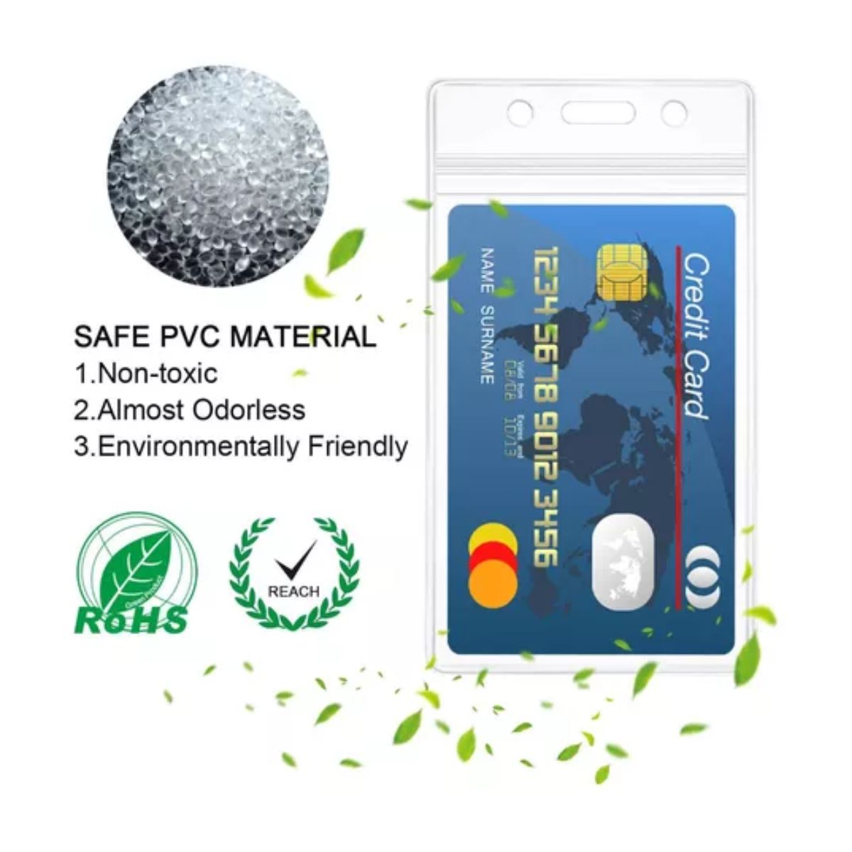 Mica Vertical Porta Credencial Gafete Ine 100 pz Transparente + 100 clip Plata 