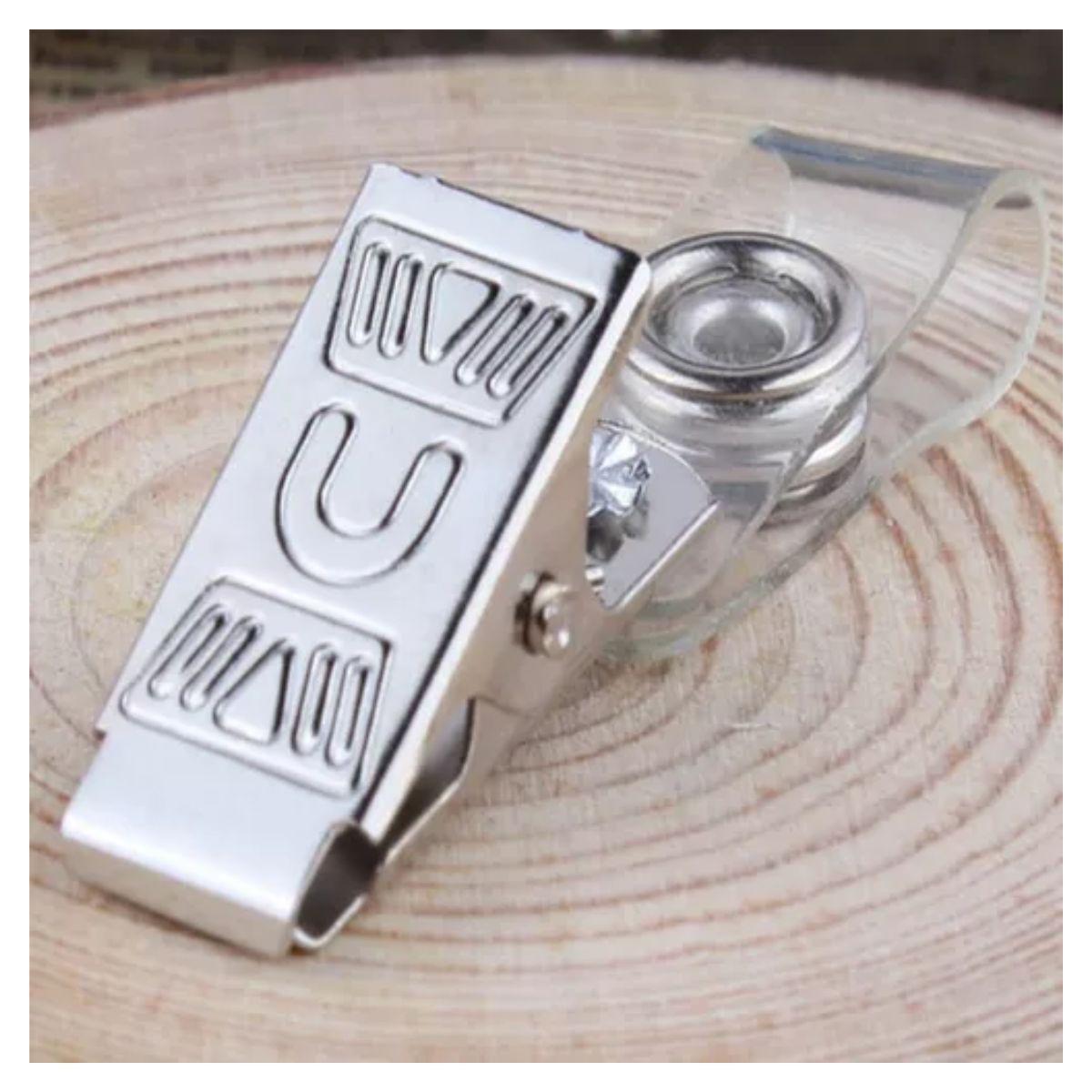 Mica Vertical Porta Credencial Gafete Ine 100 pz Transparente + 100 clip Plata 