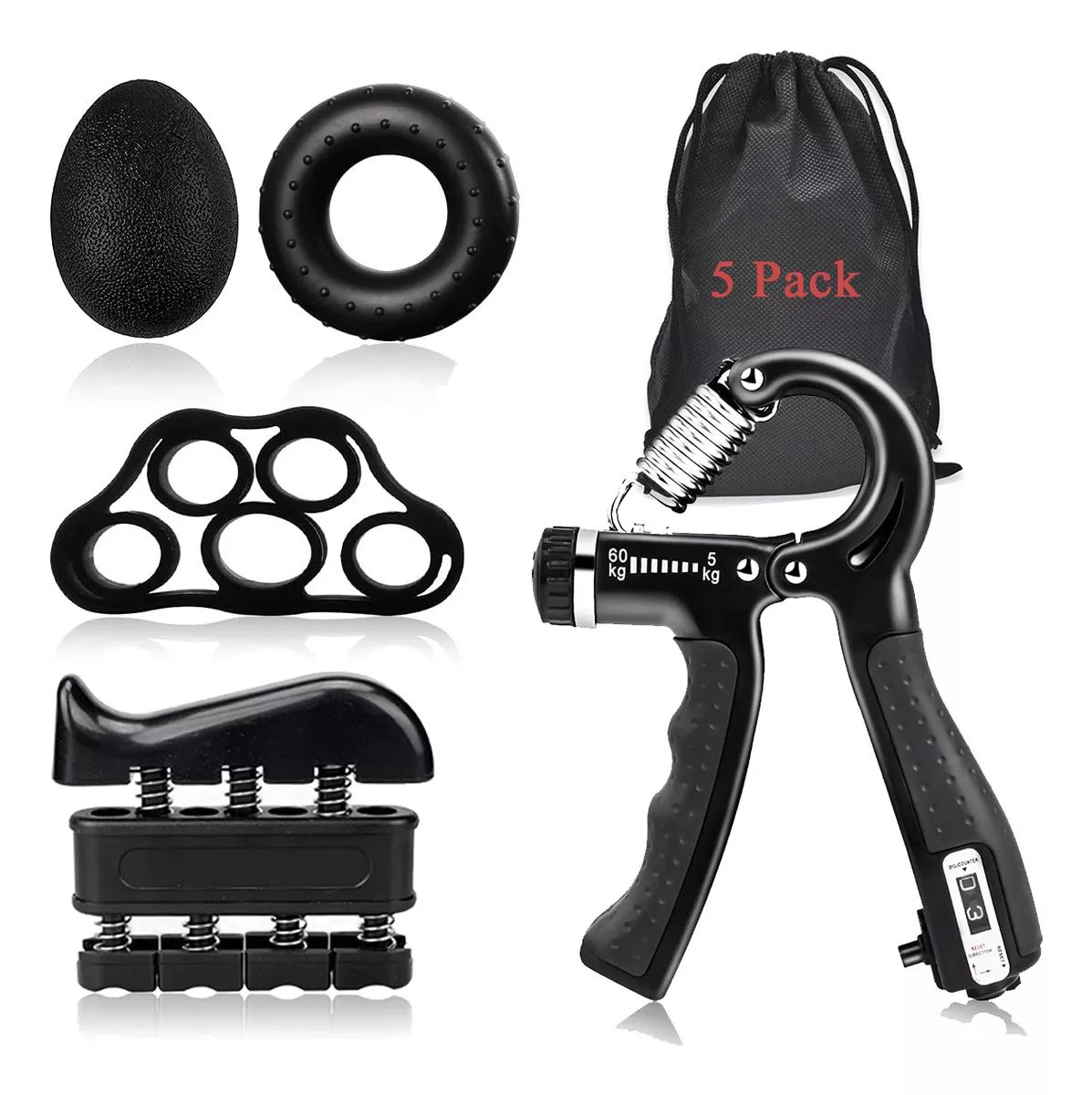 Ejercitador De Dedo Fortalecedor De Agarre Mano Elastica Kit