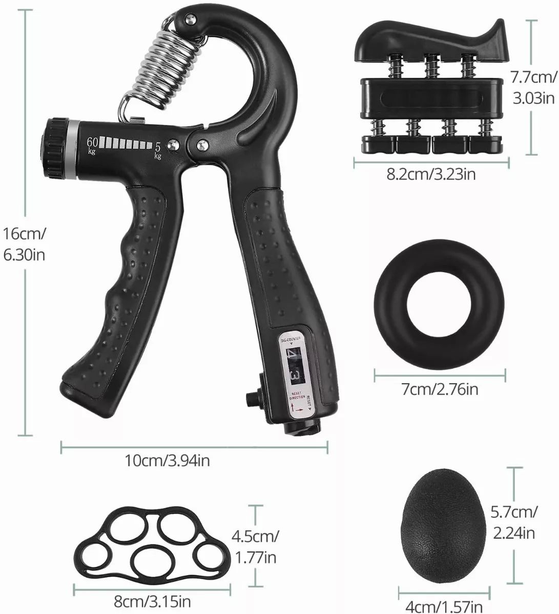 Ejercitador De Dedo Fortalecedor De Agarre Mano Elastica Kit