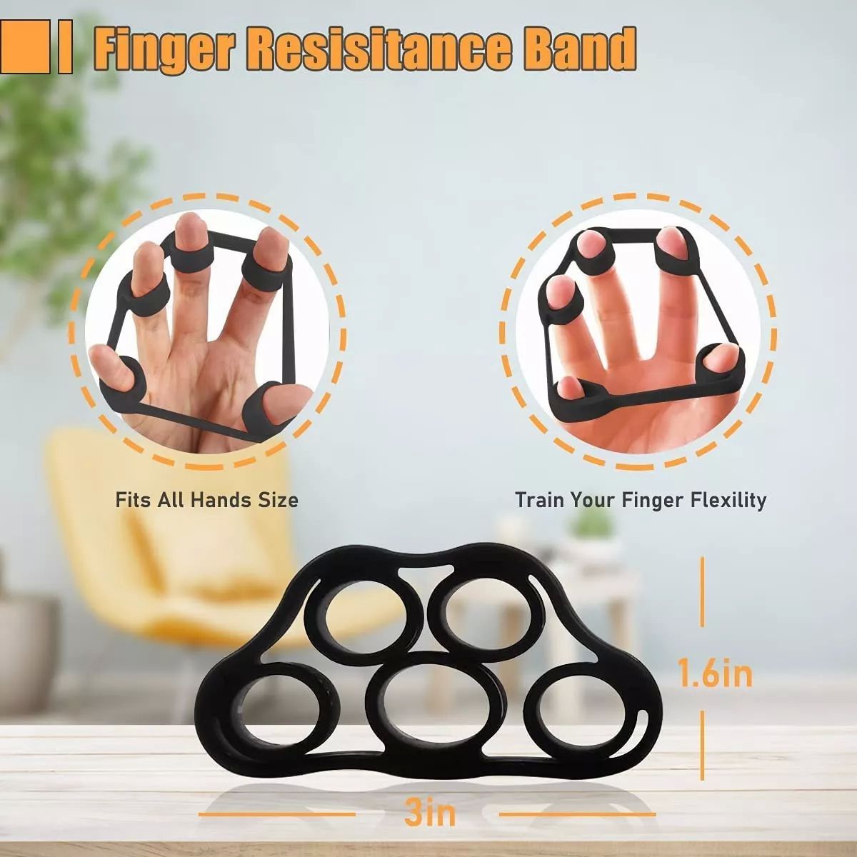 Ejercitador De Dedo Fortalecedor De Agarre Mano Elastica Kit