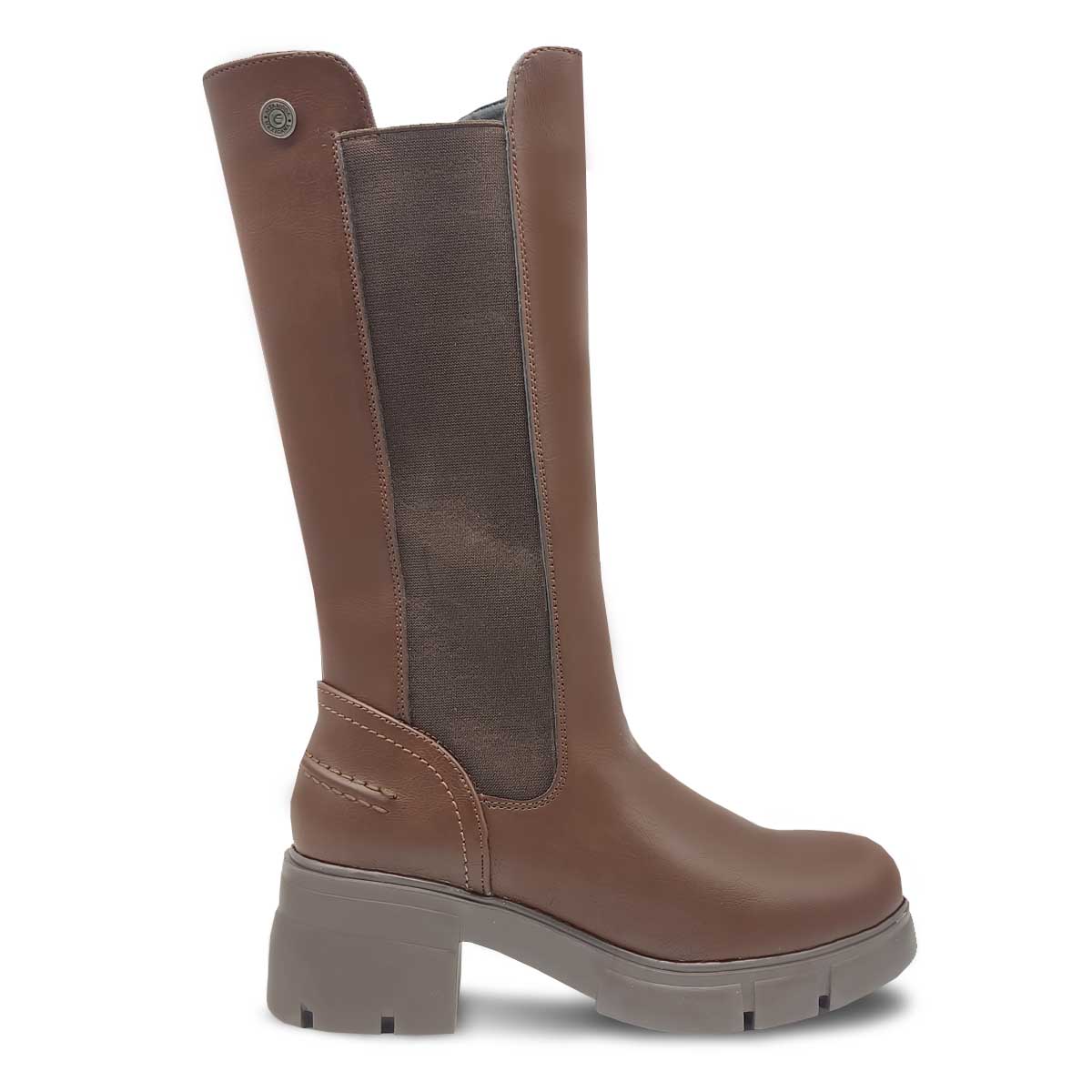 Etnia Bota Alta 4501 Café  Mujer Tacón Casual Elegante 