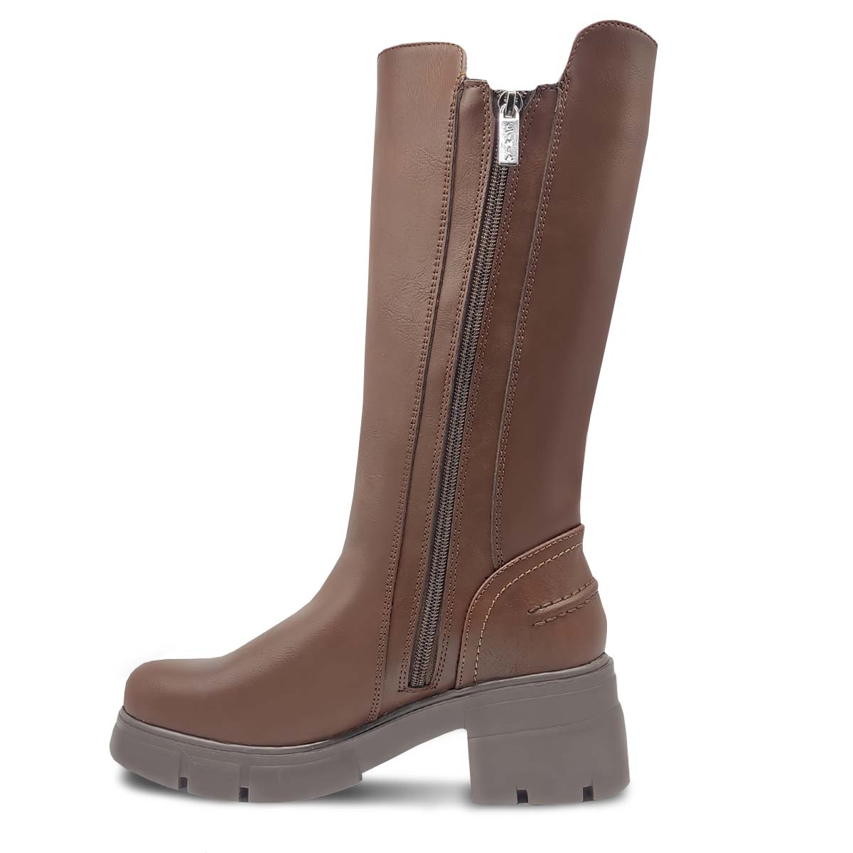 Etnia Bota Alta 4501 Café  Mujer Tacón Casual Elegante 