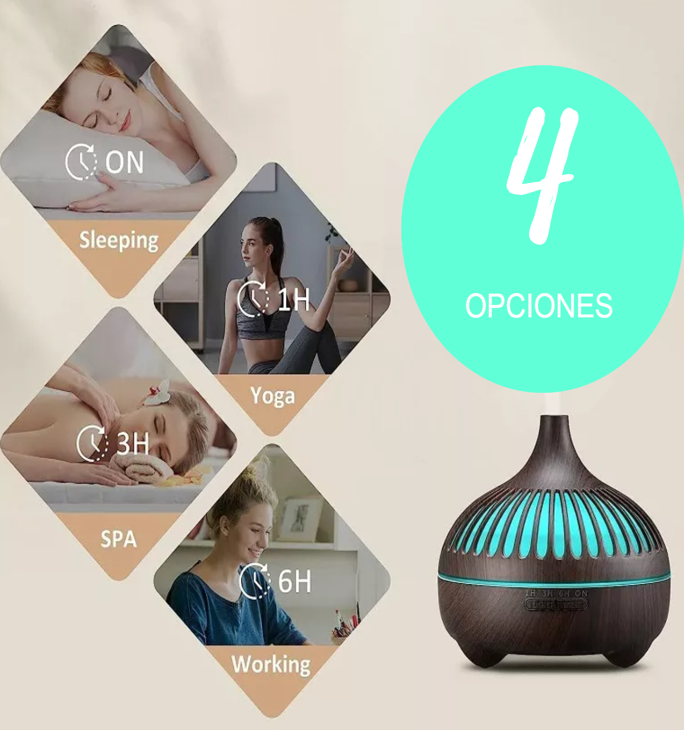 Humidificador Aromaterapia 550ml Difusor De Aceite Esencial