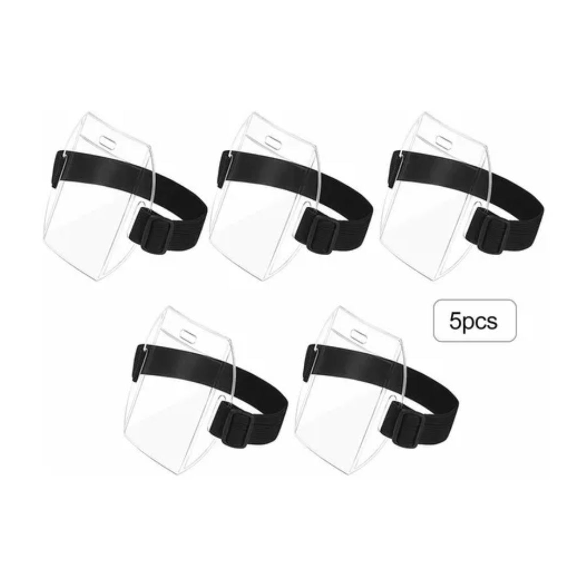 Porta Credencial Para Brazo Con Elástico Ajustable Transparente Cinta Negro 5 Piezas 