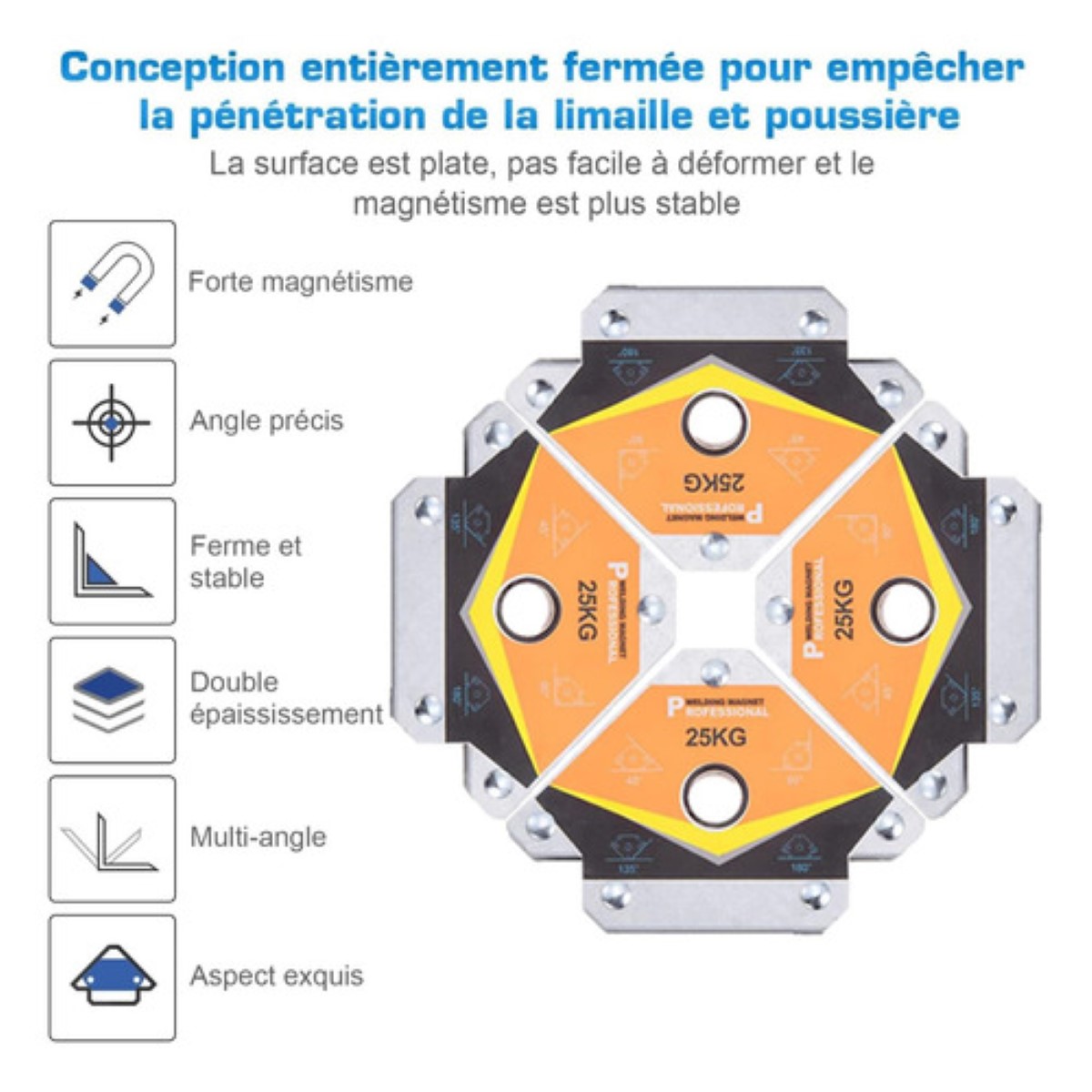 4 Pzs Escuadras Para Soldar Magneticas Herramientas 25 Kg Plata