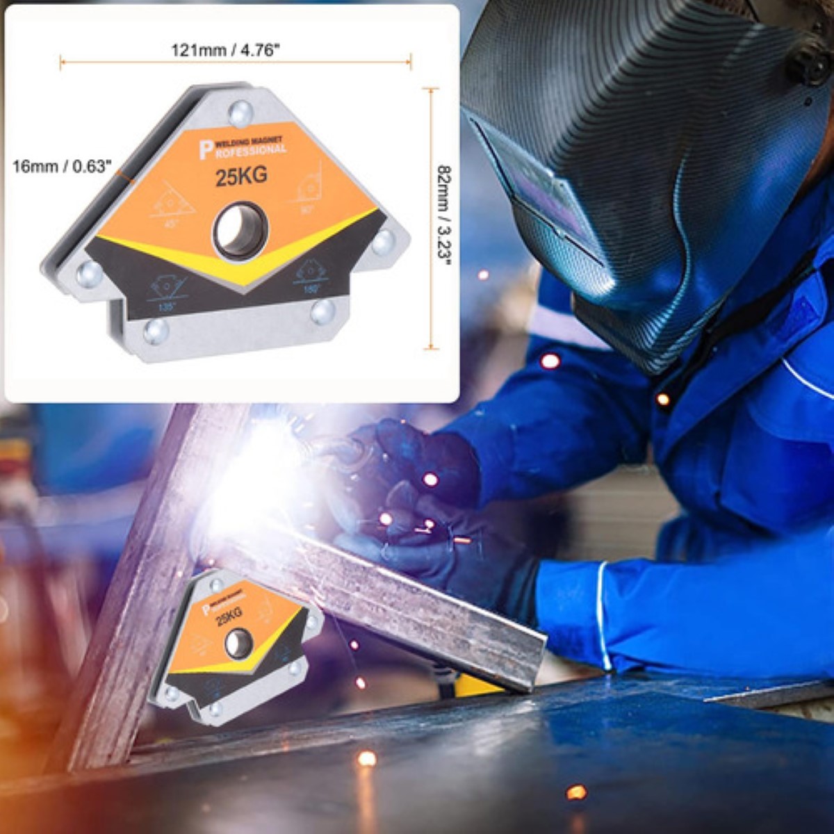 4 Pzs Escuadras Para Soldar Magneticas Herramientas 25 Kg Plata