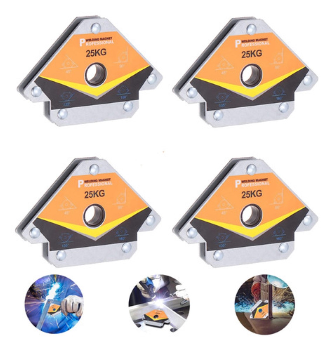 4 Pzs Escuadras Para Soldar Magneticas Herramientas 25 Kg Plata