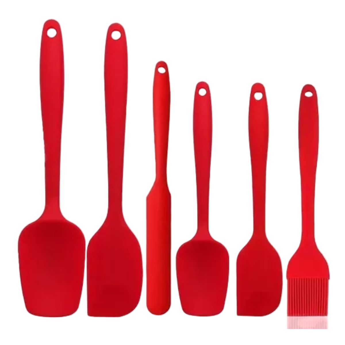Utensilios Silicona Cocina Palas Espatulas Reposteria 6 Set Rojo