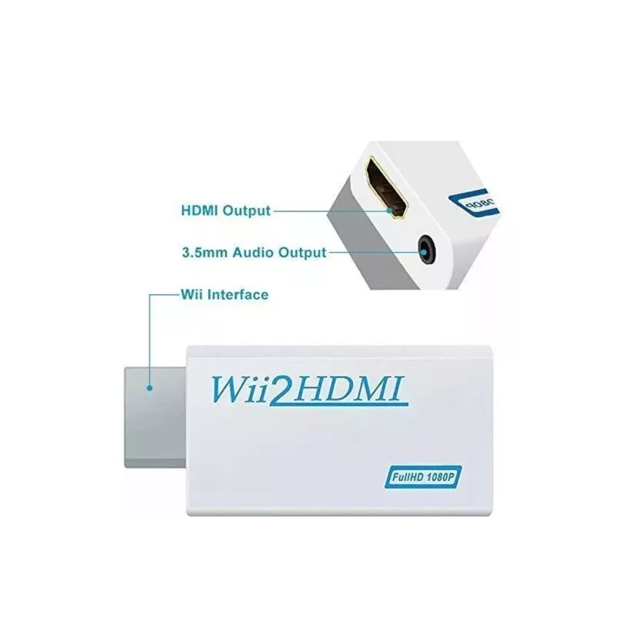 Adaptador Wii Conectar Hdmi 1080p Convertidor Audio Y Vídeo Blanco