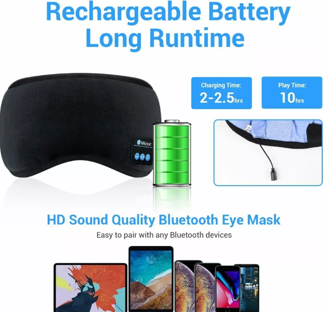 Antifaz Con Audífonos Dormir Auriculares Bluetooth