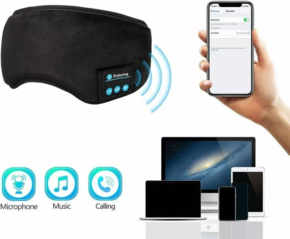 Antifaz Con Audífonos Dormir Auriculares Bluetooth